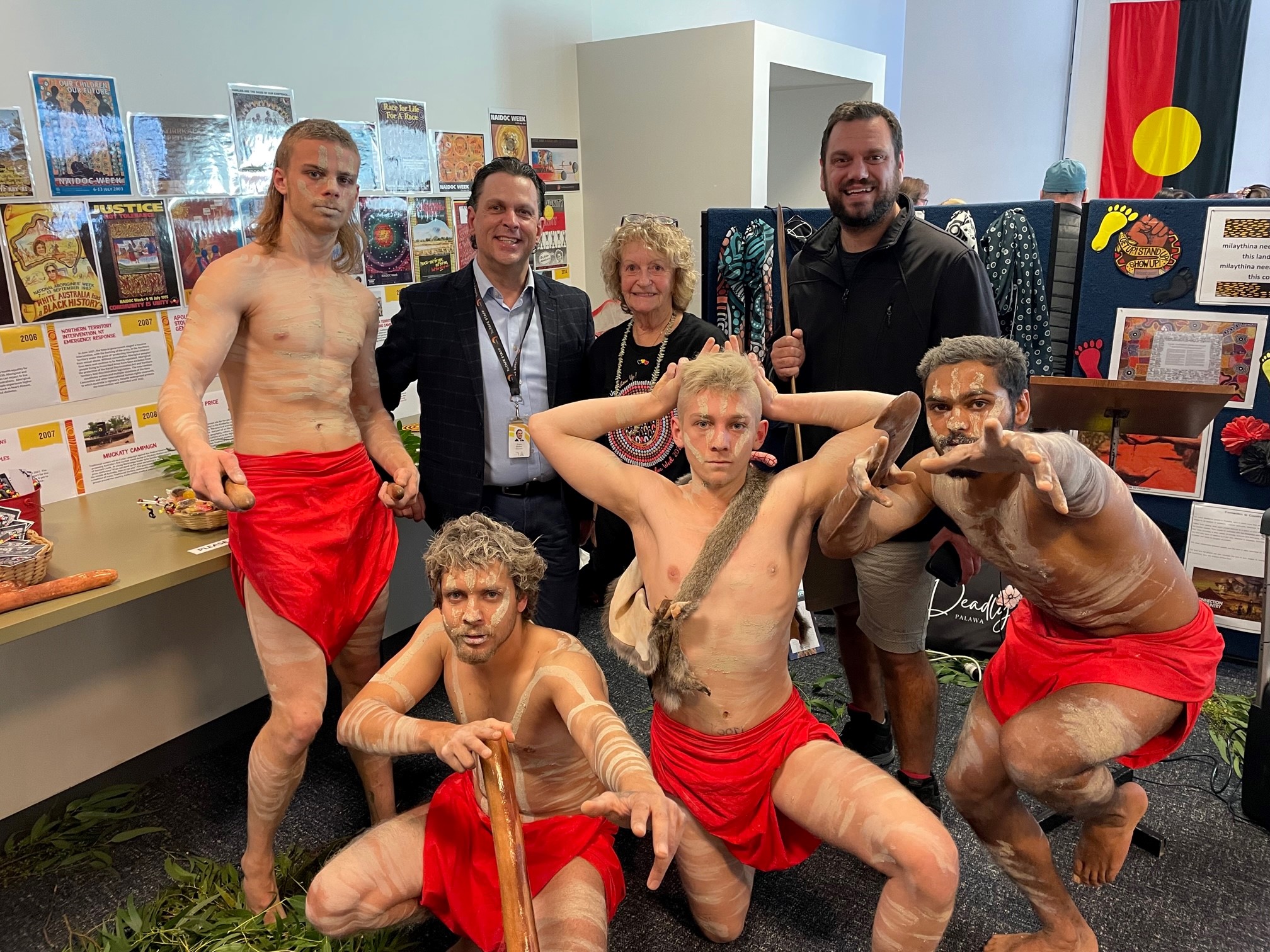 TasTAFE CEO with a group of indigenous performers