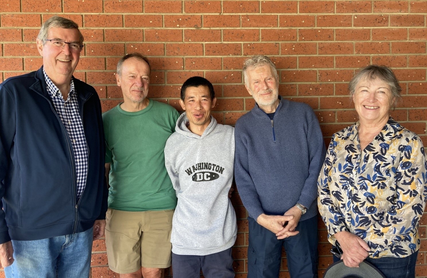Adult Migrant Eh Gay (centre) with his volunteer tutors (L-R): John, Howel, David and Moya.