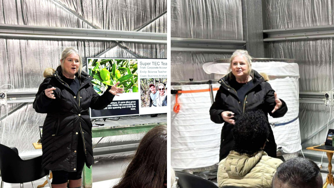 TasTAFE Digital and Business Teacher Trish Davies in off-site teaching mode recently.
