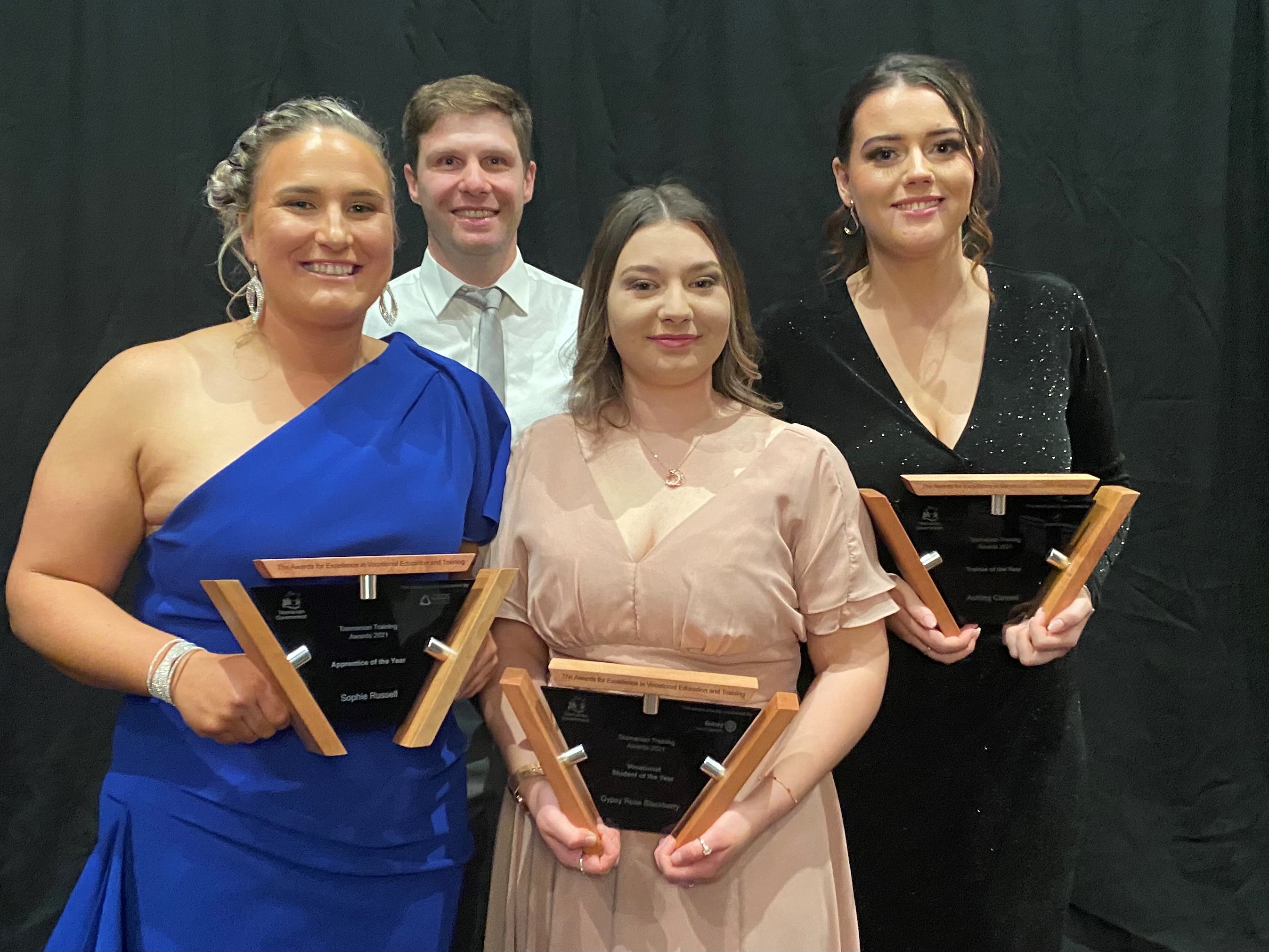 TasTAFE students at the 2021 Tasmanian Training awards.