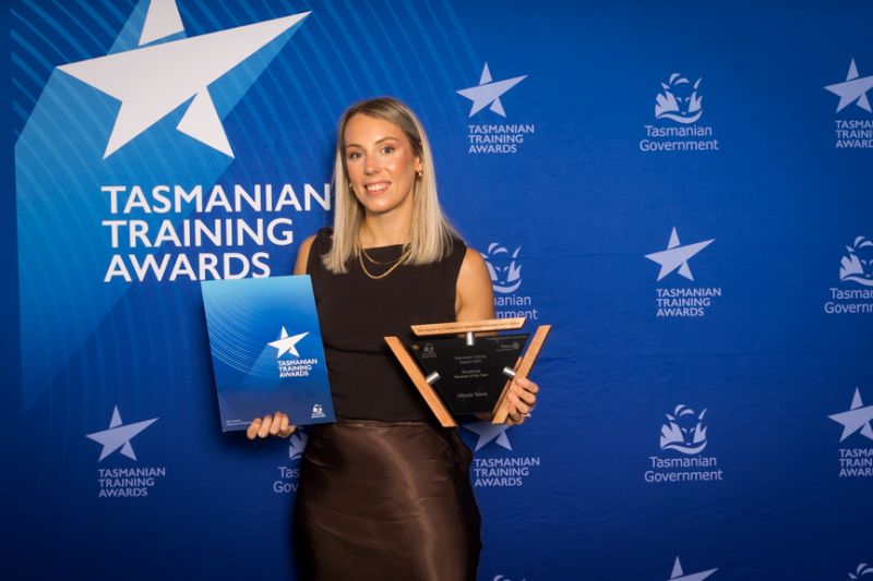 Mikayla Towns at the Tasmanian Training Awards