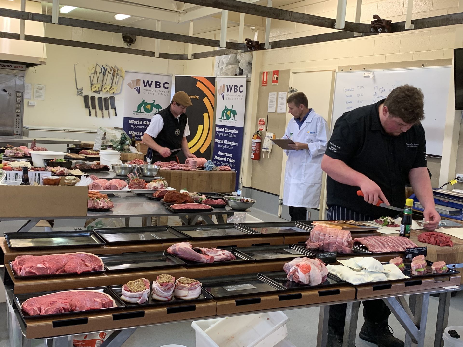 Students practicing their butchery skills at the Glenorchy training center