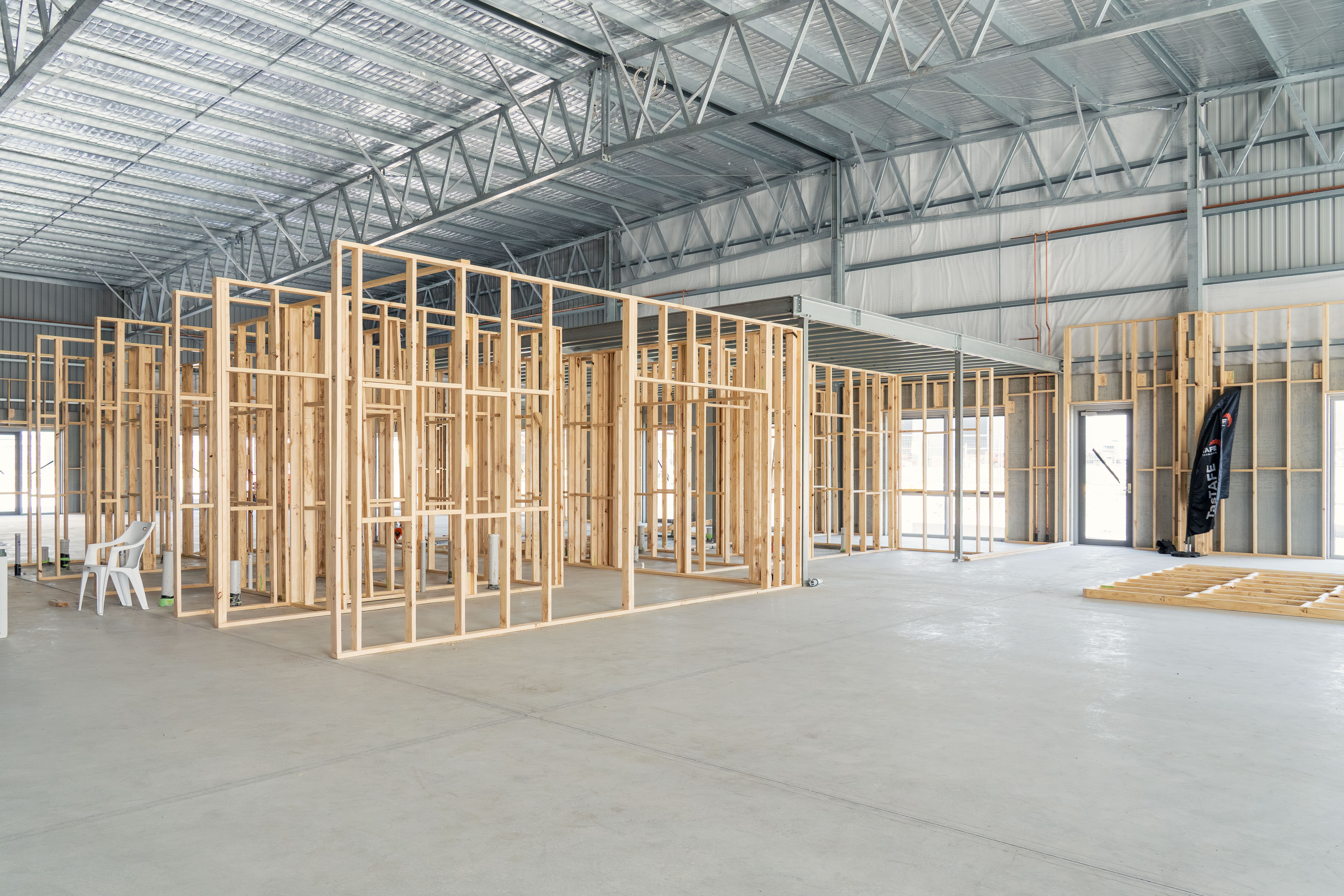 Interior fitout has begun at TasTAFE's new Automotive Training Centre.
