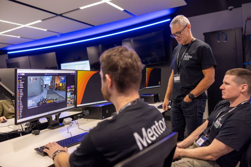 re_B00TCMP mentors monitoring a capture the flag exercise at TasTAFE’s Cyber Innovation Training Hub in Hobart. 