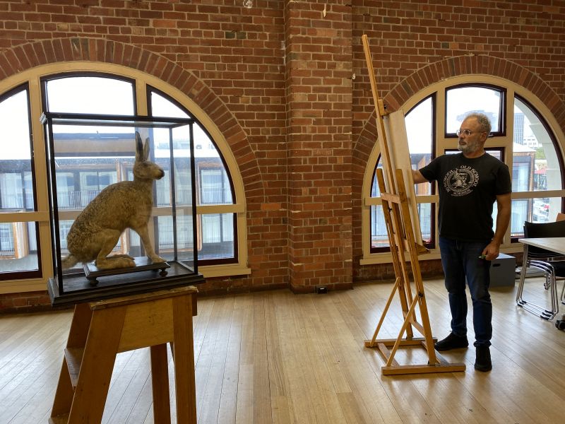 Man sketching at the Hunter Street Art Facility