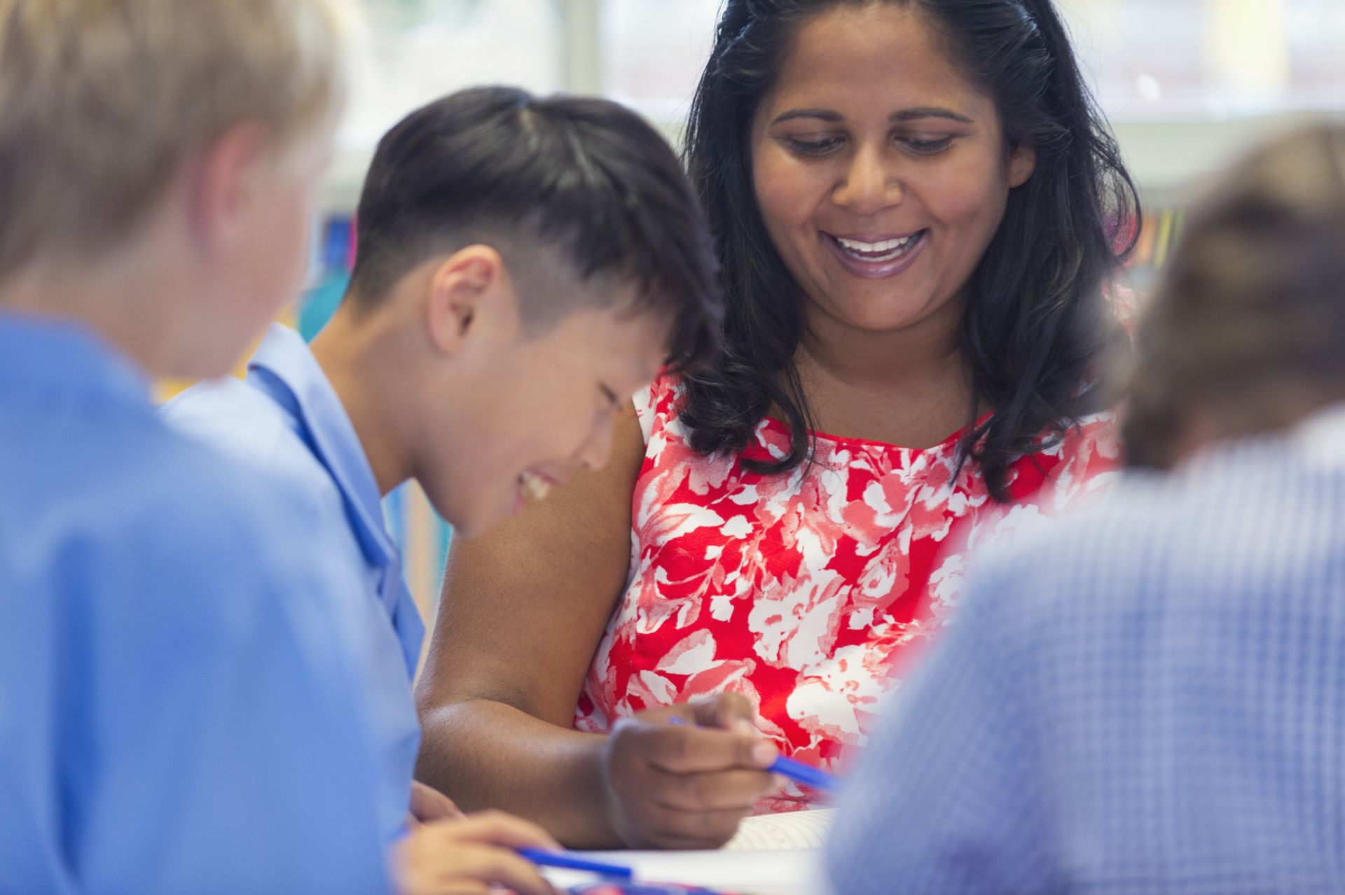 Teacher with children