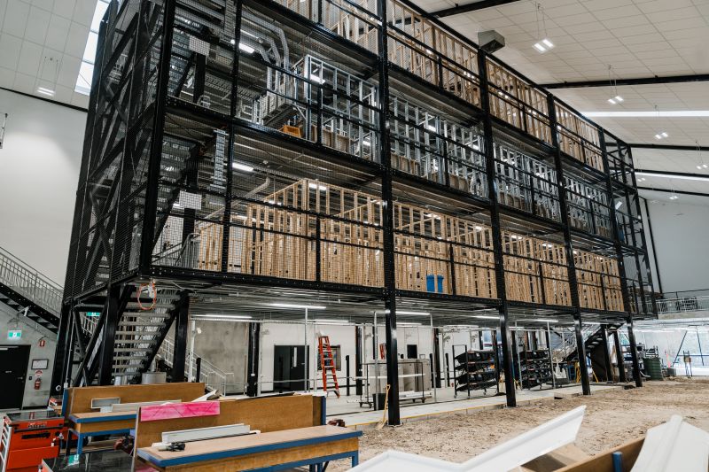 inside the construction stack of TasTAFE's Water energy and trades building