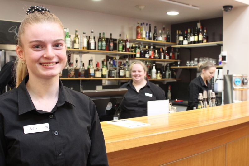 Students working at the TasTAFE Drysdale bar