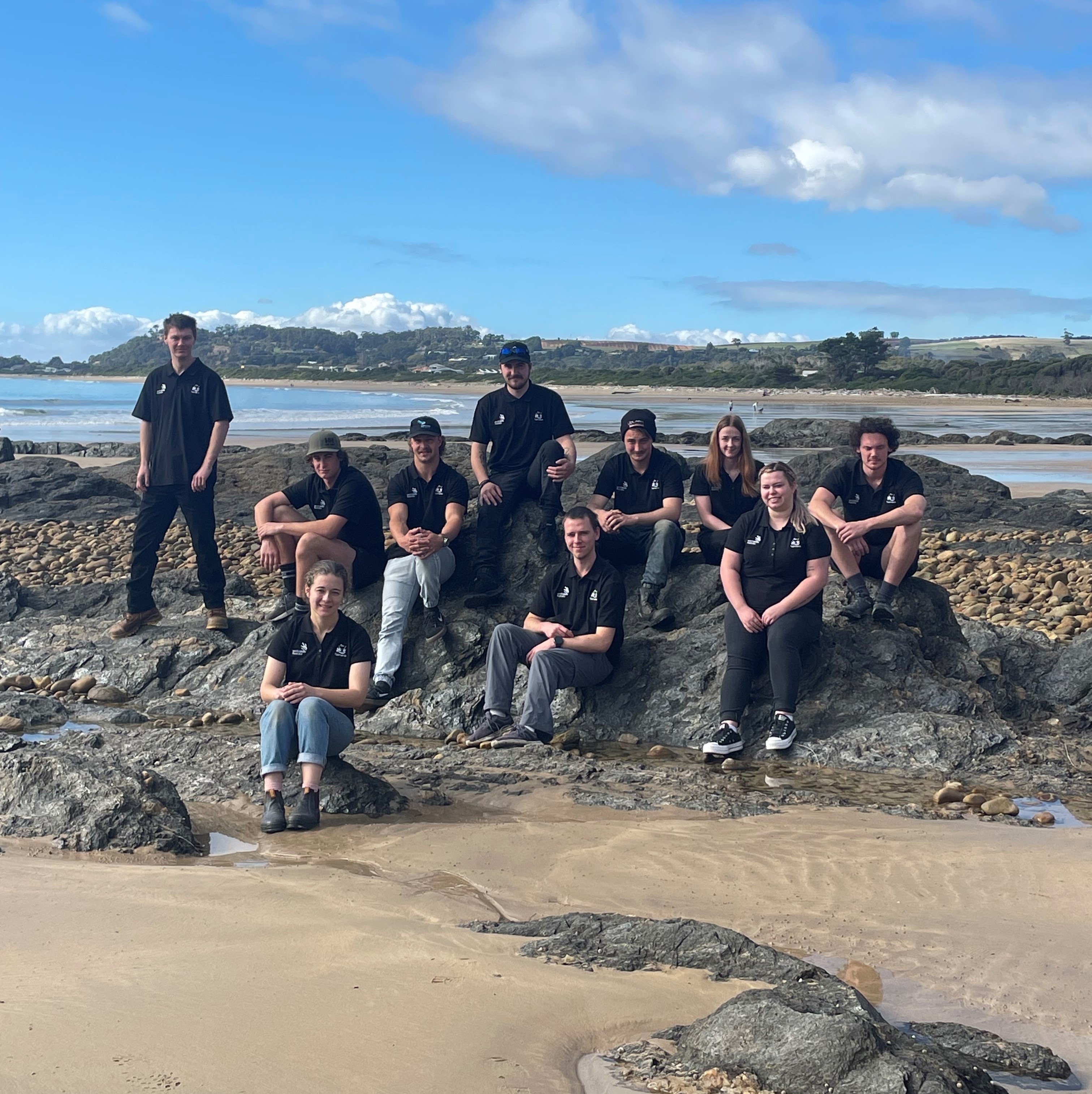 Worldskills Team Tasmania group photo on the beach