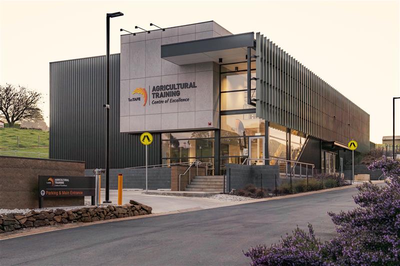 External view of TasTAFE's agricultural centre of excellence building