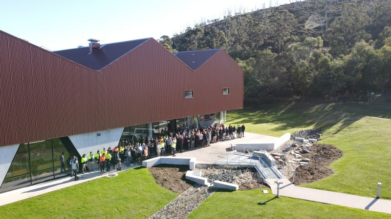 TasTAFE W.E.T Centre with a large group of people standing for a photo