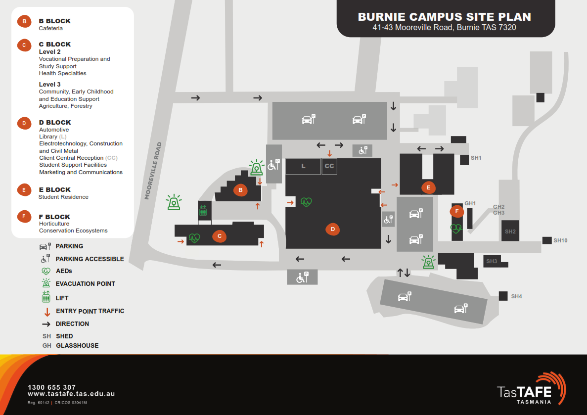 Burnie TasTAFE campus map