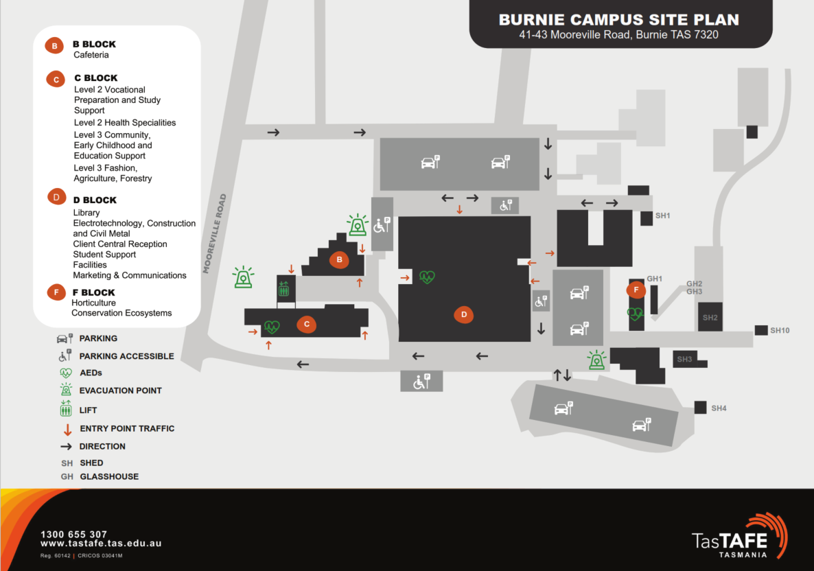 Burnie TasTAFE campus map